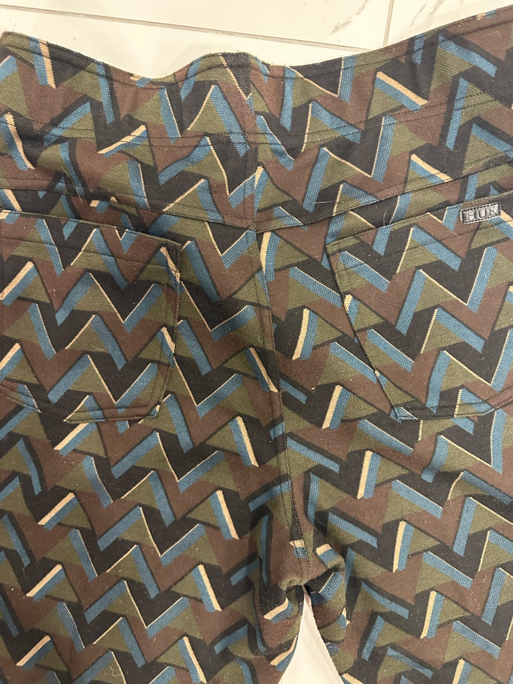HUE Multicolor Geometric Print Skirt - Blue, Olive, Brown